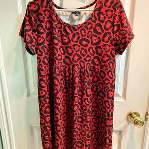Too Fast Red and Black Patterned Dress